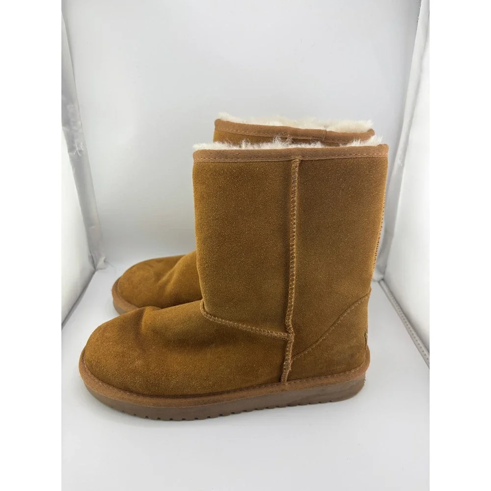 Koolaburra by UGG Victoria Short Suede Fur Lined Boots Chestnut Brown Womens 6